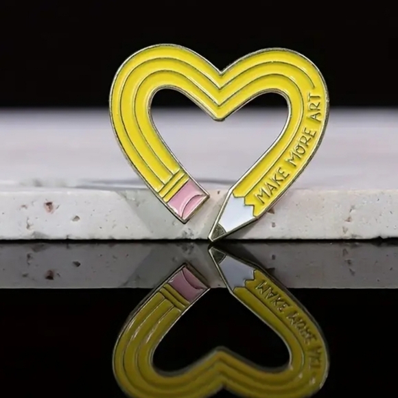 Other - "Make more art" Pencil heart brooch /enamel pin
